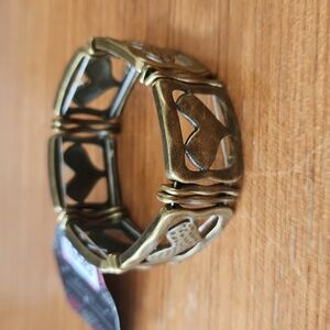 Heart Bracelet Stretchy Brass Color